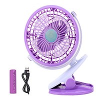 Best Gifts for Office Micro USB Charging 360 –degree Adjustable Tilt  JRD&BS WINL Whisper Quiet Operation Clip-On-Fan   Great for Table Tops Indoor or Outdoor Used(Purple) - B07B931YP5